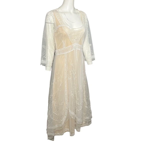 Nataya 40163 Downton Abbey Ivory Peach Tea Party Gown Tulle Dress Size Large NWT - Picture 5 of 15